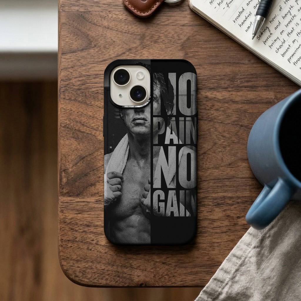 Sylvester Stallone Rocky No Pain No Gain Tasarımlı Telefon Kılıfı K1103 mockup 2