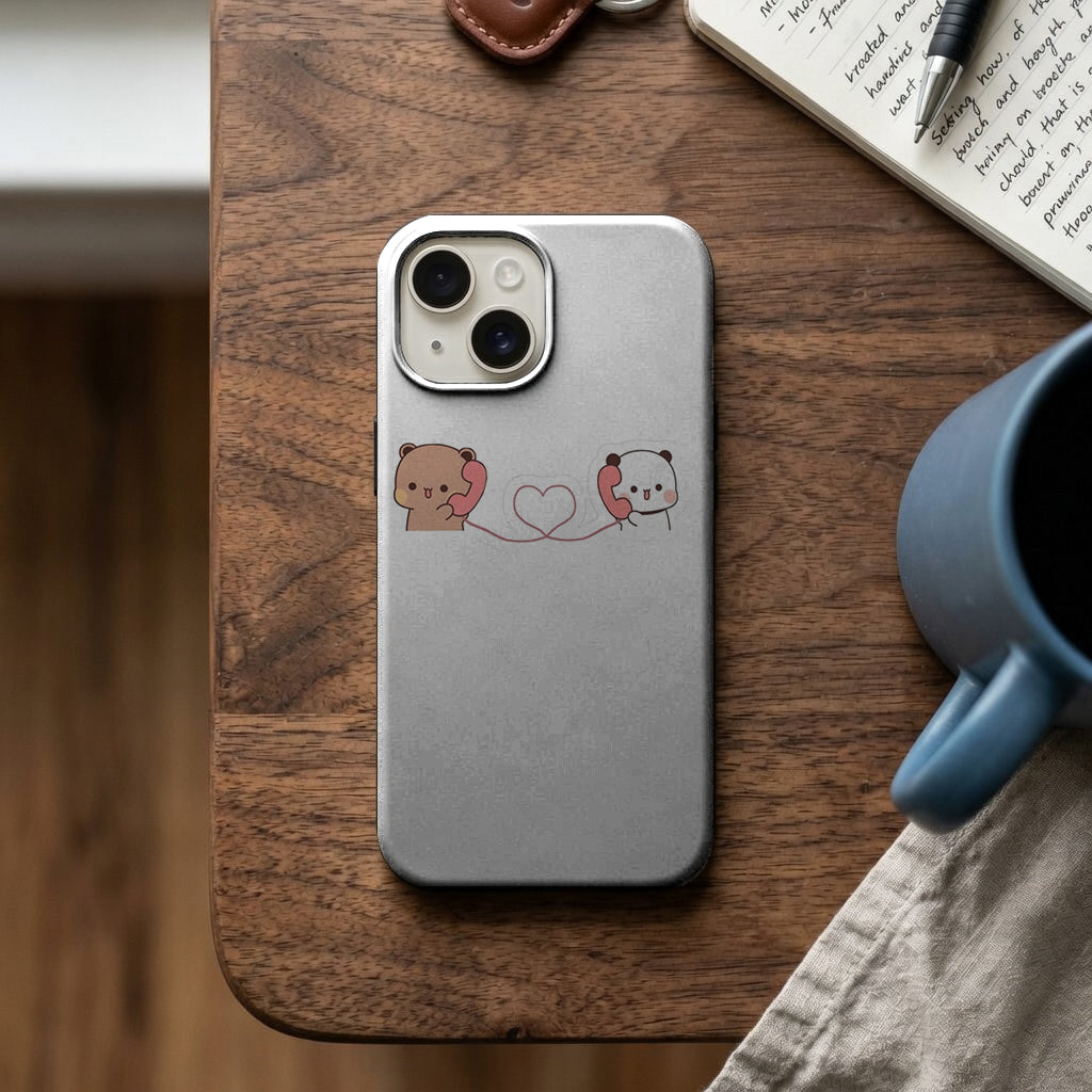 Telefonla Konuşan Sevimli Ayıcık ve Panda Telefon Kılıfı K1121 mockup 2