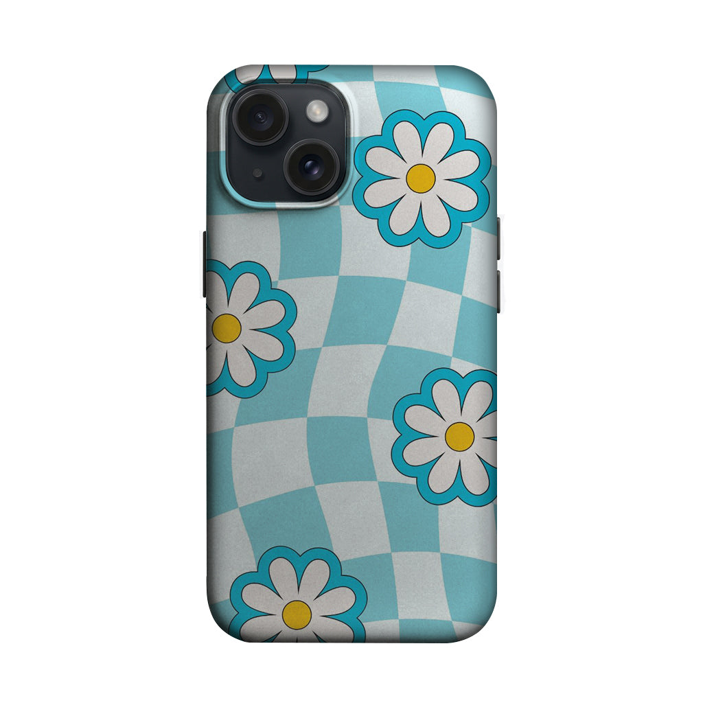 Turkuaz Dama Papatya Desenli Telefon Kılıfı K1076 mockup 1