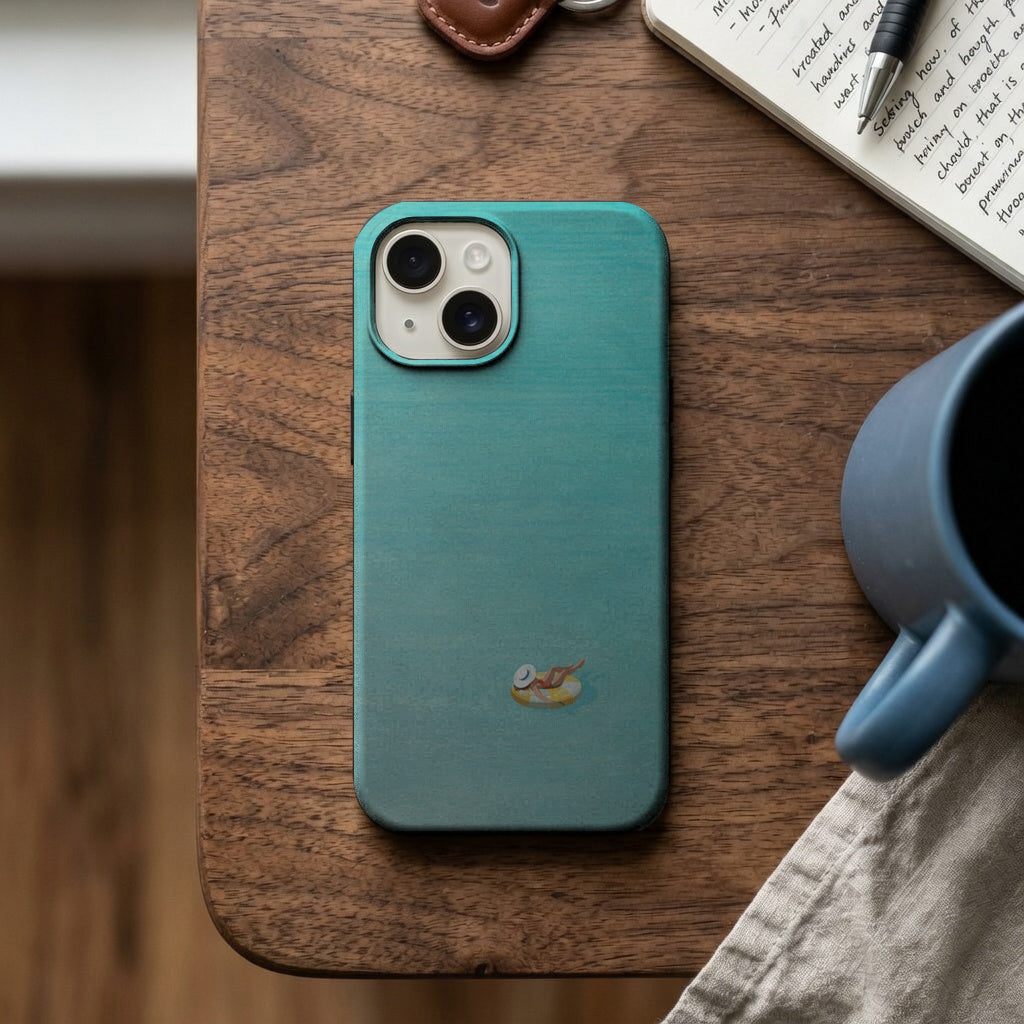 Turkuaz Denizde Simitle Yüzen Ördek Telefon Kılıfı K1146 mockup 2