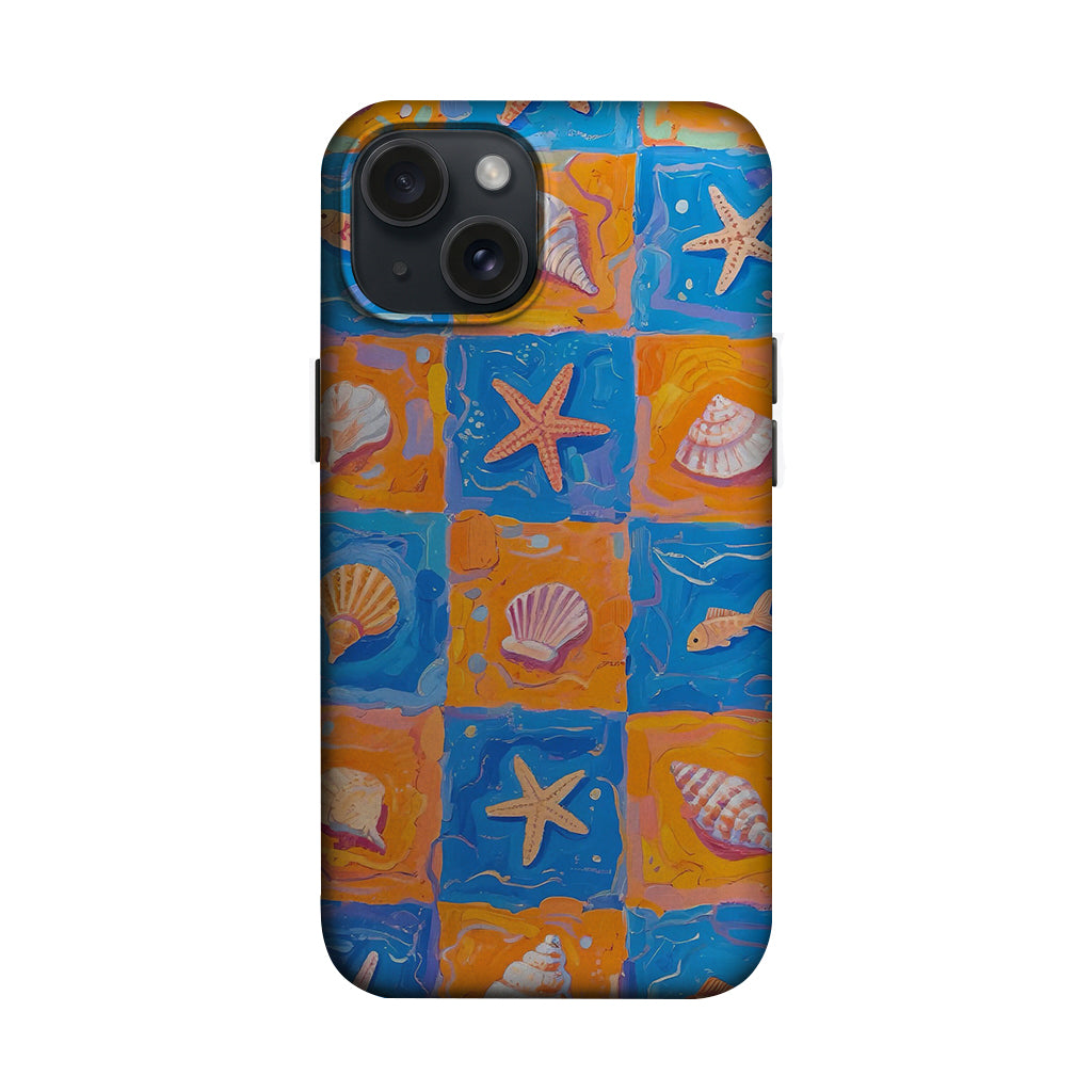 Turuncu Deniz Kabuğu ve Yıldız Desenli Telefon Kılıfı K761 mockup 1