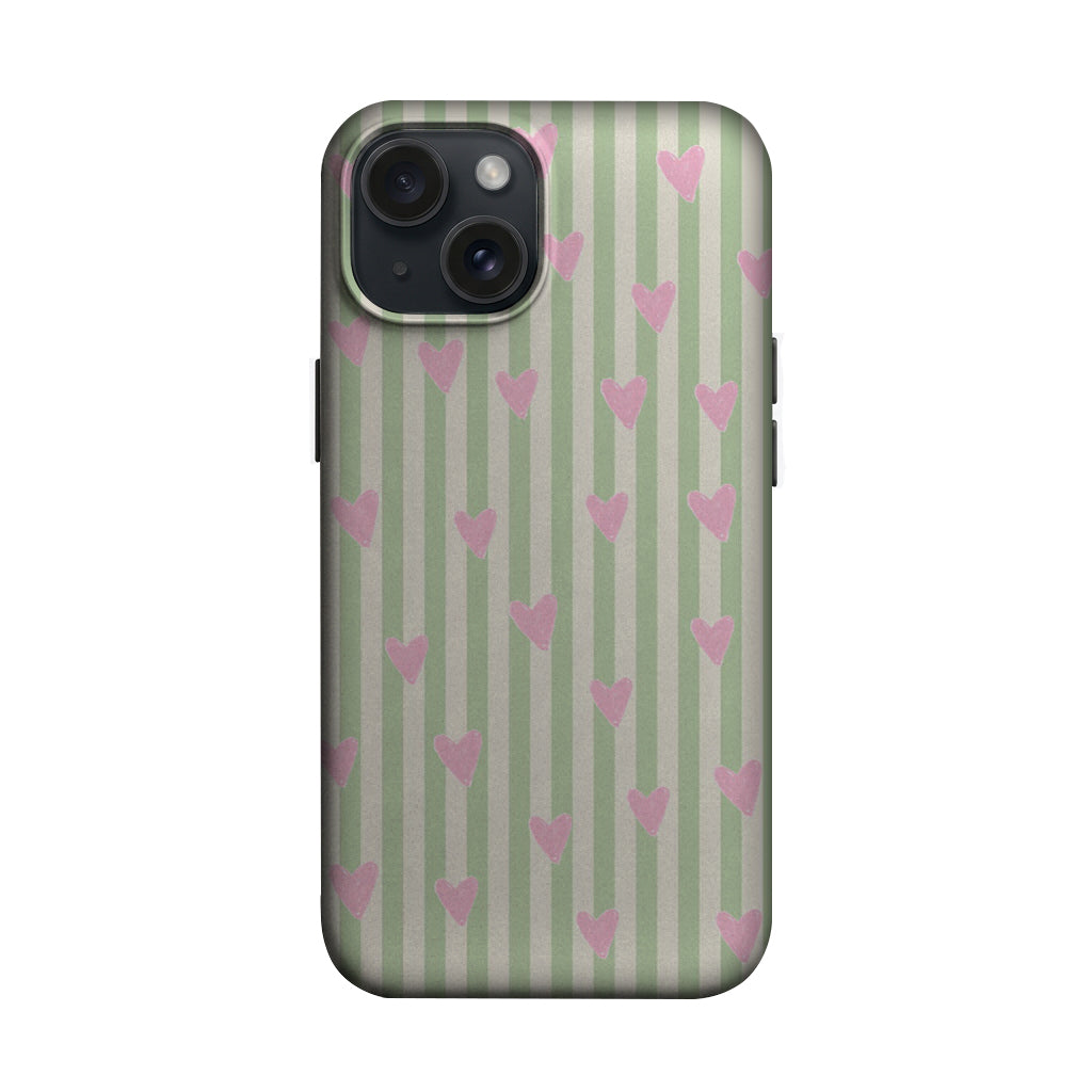 Yeşil Çizgili Pembe Kalp Desenli Telefon Kılıfı K1084 mockup 1