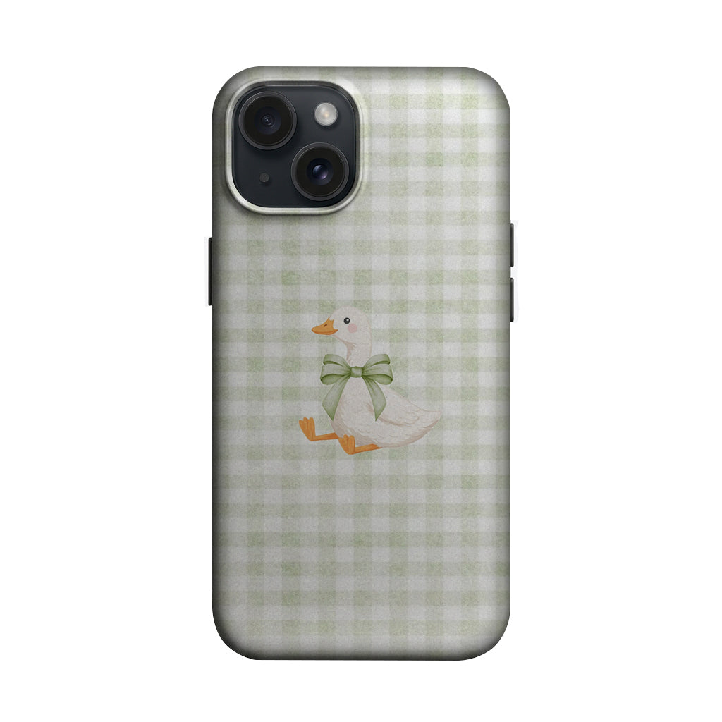 Yeşil Ekose Fiyonklu Ördek Telefon Kılıfı K1056 mockup 1