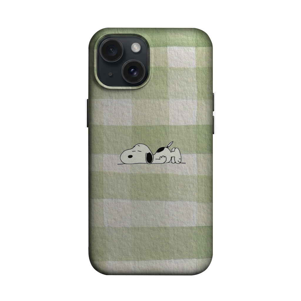 Yeşil Kareli Uyuyan Snoopy Telefon Kılıfı K1099 mockup 1