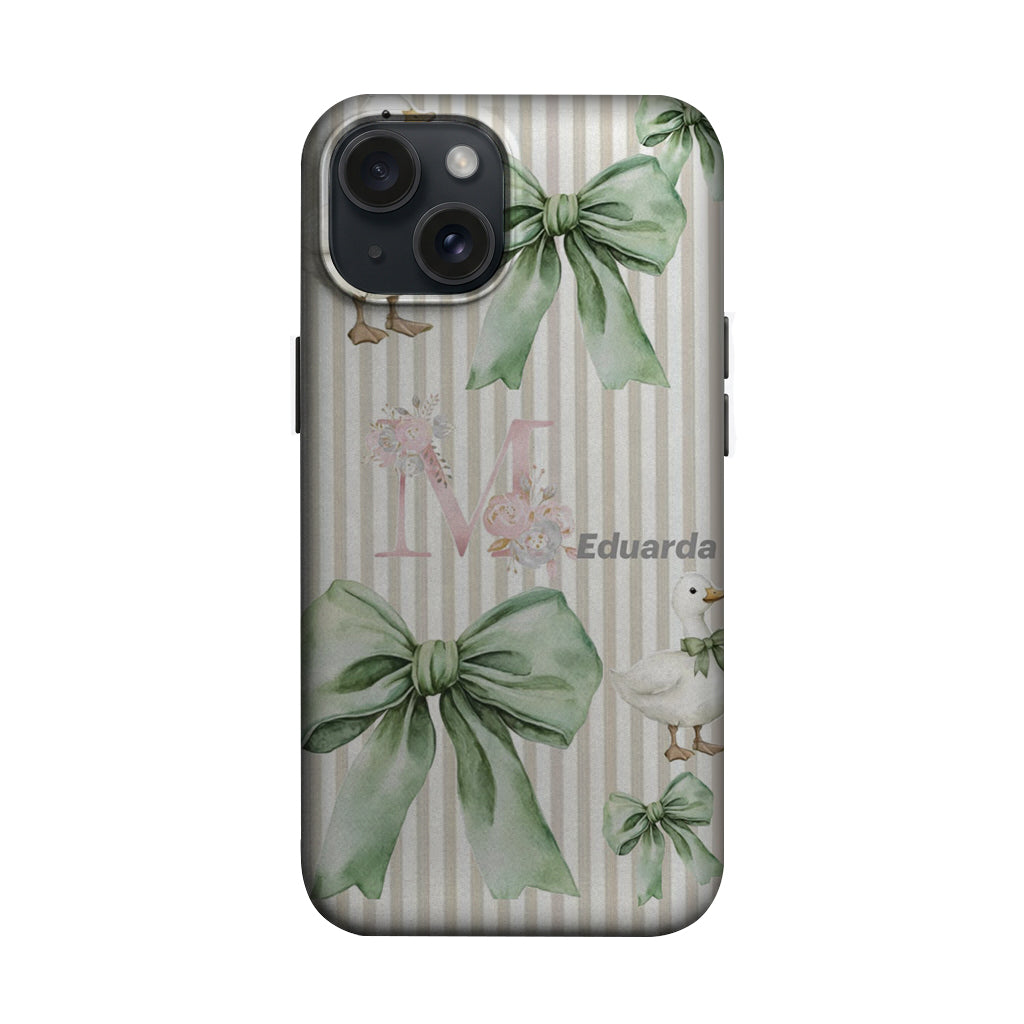 Yeşil Kurdeleli Çiçek Desenli Telefon Kılıfı K749 mockup 1