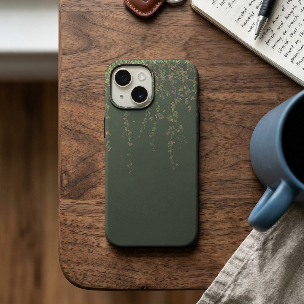 Yeşil Yapraklı Sarmaşık Dalları Telefon Kılıfı K1124 mockup 2