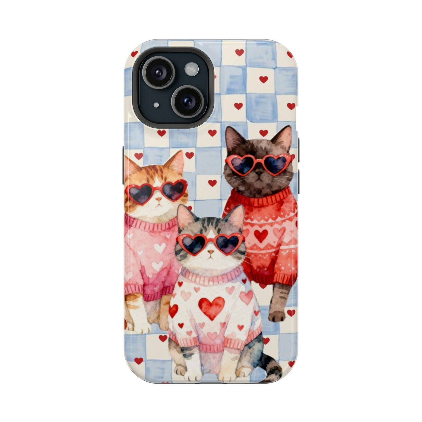 Kalpli Kazaklı Gözlüklü Üç Kedi Telefon Kılıfı K063