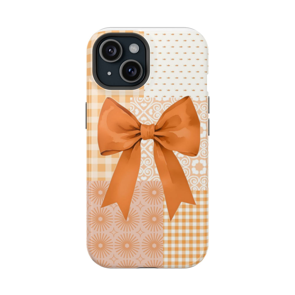 Turuncu Fiyonklu Patchwork Desenli Telefon Kılıfı K114
