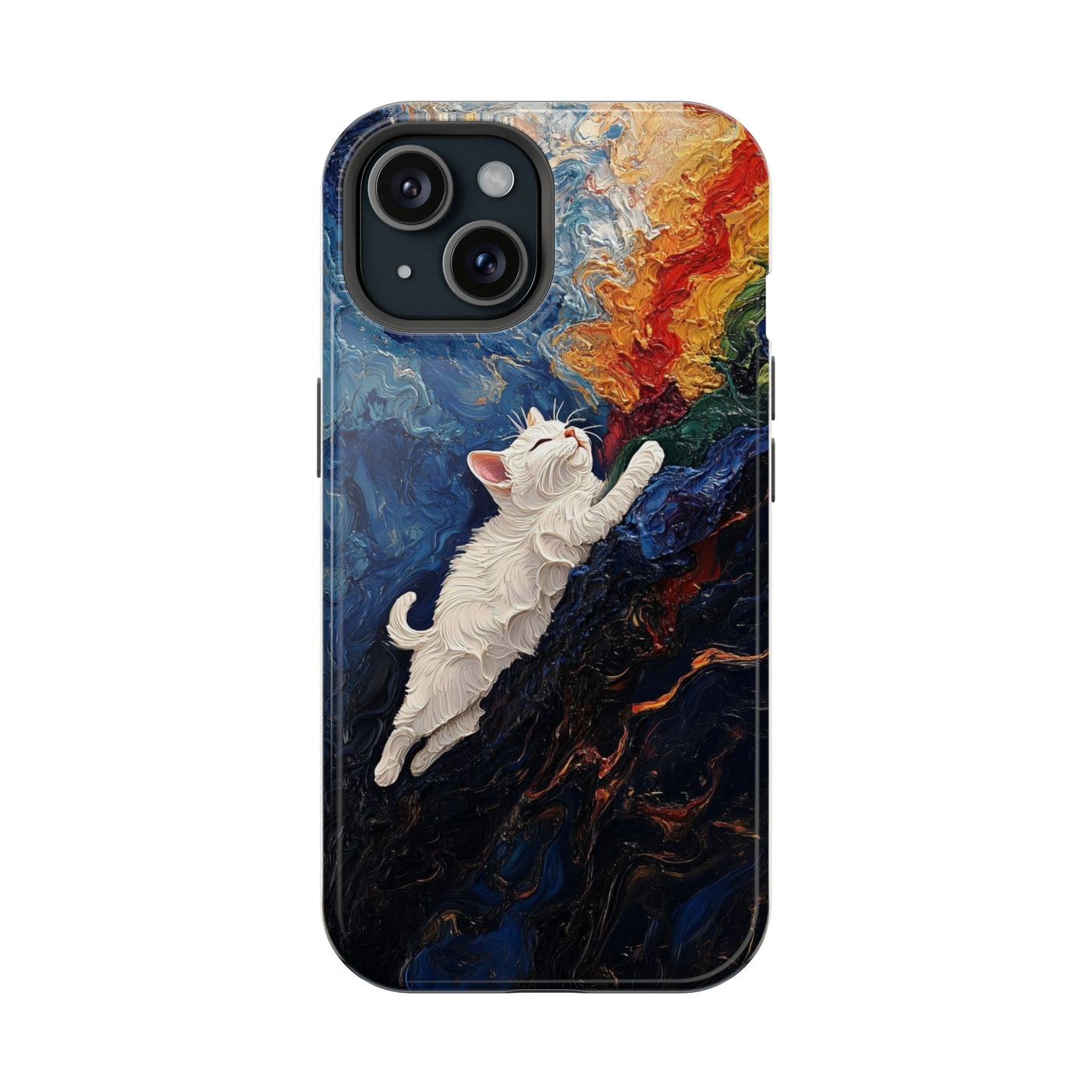 Beyaz Kedi Renkli Soyut Arka Plan Telefon Kılıfı K238