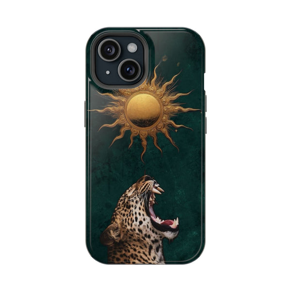 Leopar ve Altın Güneş Desenli Telefon Kılıfı K278