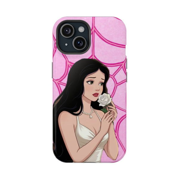 Pembe Arka Planlı Beyaz Gül Kadın Telefon Kılıfı K099
