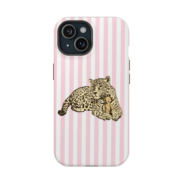 Pembe Beyaz Çizgili Leopar ve Ayıcık Telefon Kılıfı K090