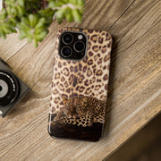 Leopar Desenli Kahverengi Yırtıcı Telefon Kılıfı K013
