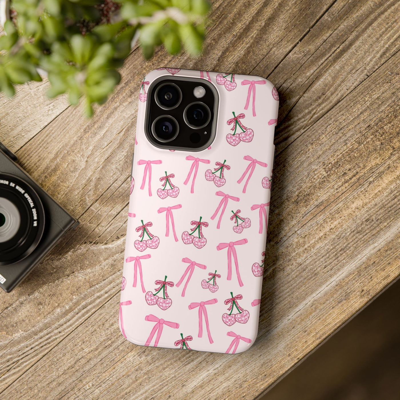 Pembe Fiyonklu Kiraz Desenli Telefon Kılıfı K020