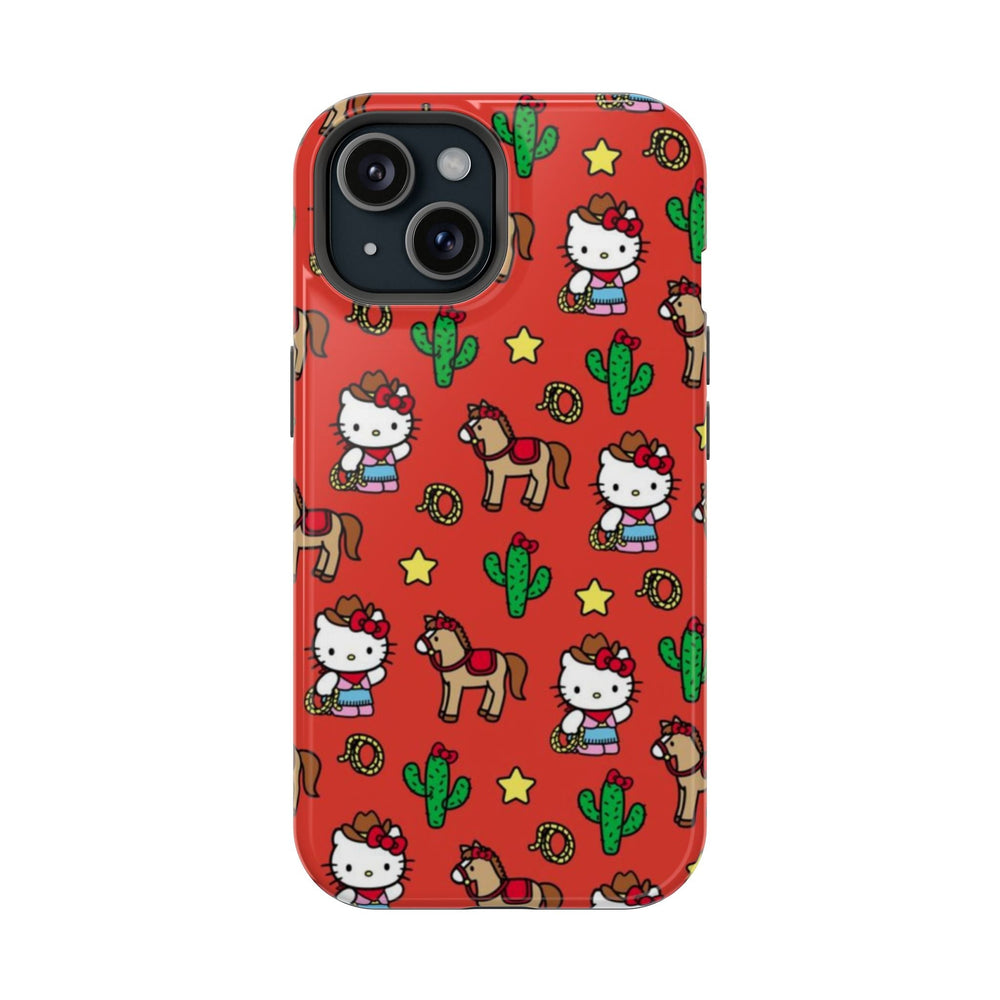 Kırmızı Hello Kitty Kovboy Deseni Telefon Kılıfı K102