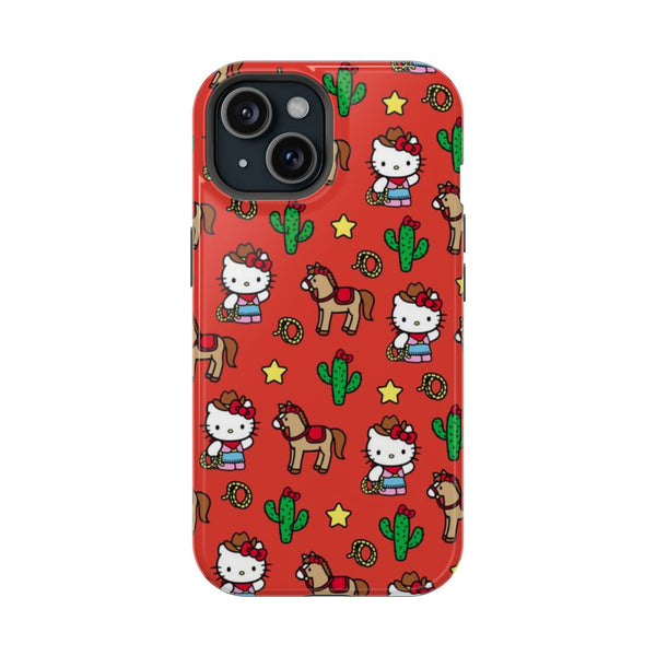 Kırmızı Hello Kitty Kovboy Deseni Telefon Kılıfı K102